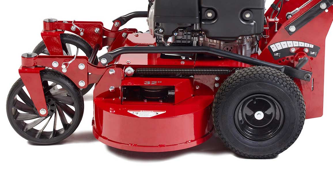a red and black tractor