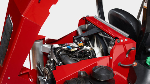 a red car with a black seat