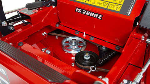 the engine of a red car