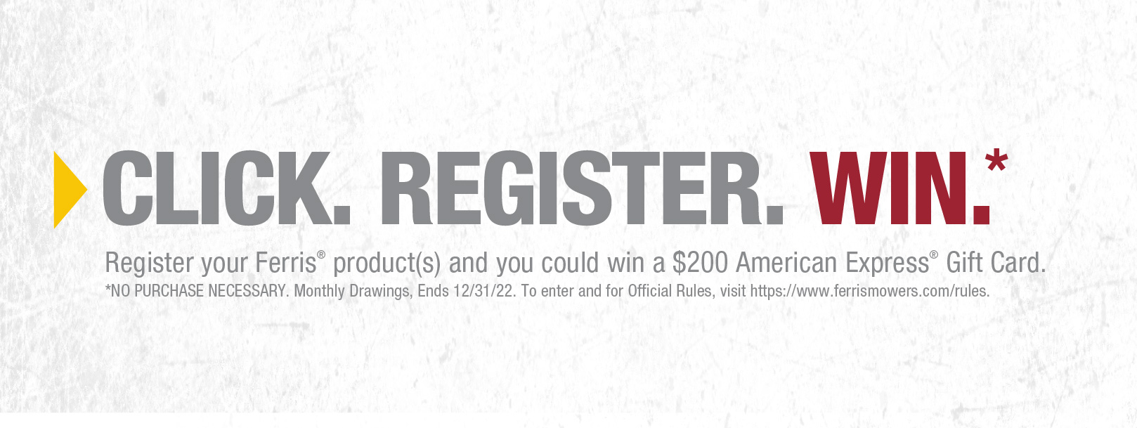 Click. Register. Win. Sweepstakes text