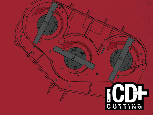 Ferris lawn mower cutting grass with iCD cutting system.